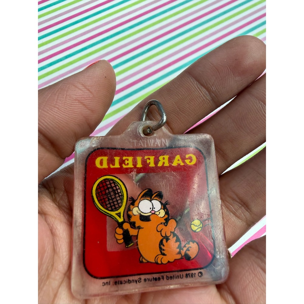 Vintage 1978 Garfield Tennis Keychain Retro United Feature Syndicate Taiwan